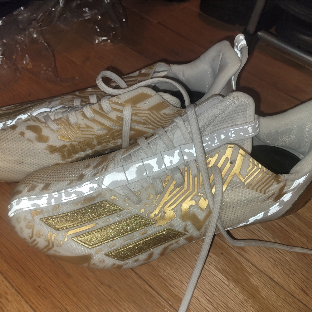 Adidas Gold and White Sneakers